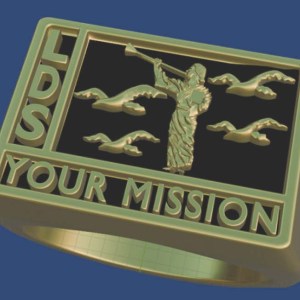 LDS Antiqued Gold Mission Ring for Men